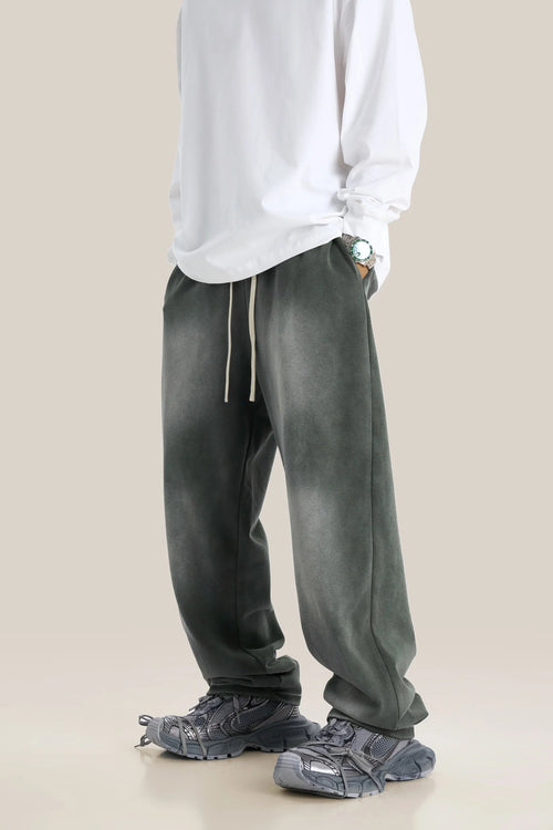 Obsidian Phoenix Unisex Luxury Monkey Washed Fleece Pants - 370gsm High Street Warm Oversized Straight Sweatpants