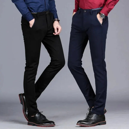 Obsidian Phoenix Men's Elastic Straight Pants - Business Casual Formal Trousers