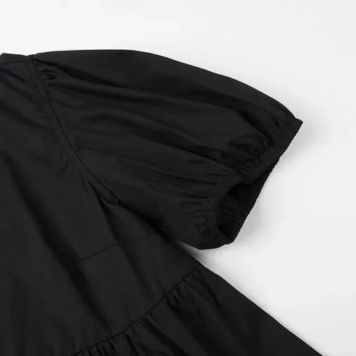 Obsidian Phoenix Women's Chic Lace-Up Blouse - Fashion Solid Hollow Out O-Neck Short Sleeve Casual Streetwear Top