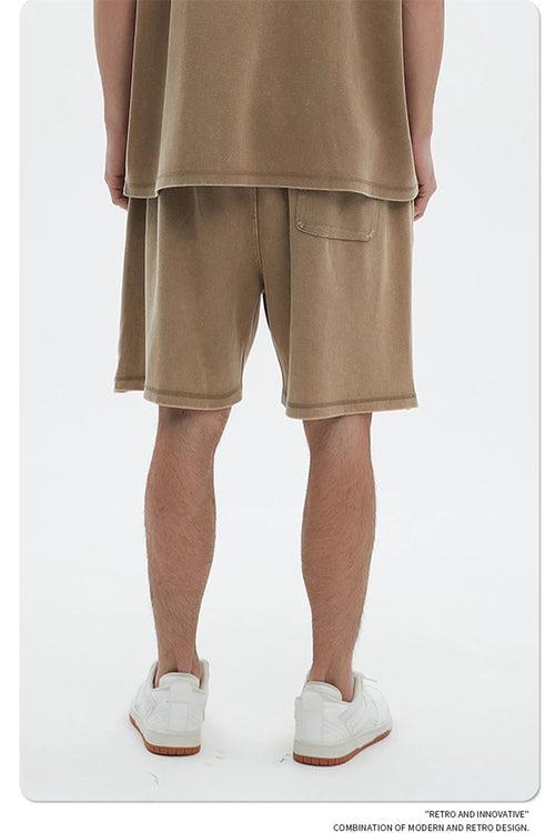 Obsidian Phoenix Unisex Luxury Batik Washed Shorts - 400gsm High Street Knee-Length Cotton Shorts