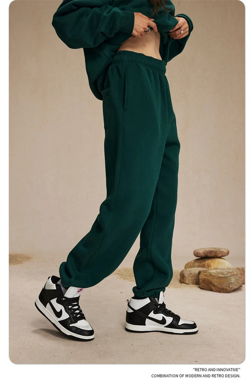Obsidian Phoenix Unisex Luxury Solid Fleece Sweatpants - 400gsm Basic Loose-Fit Warm Joggers
