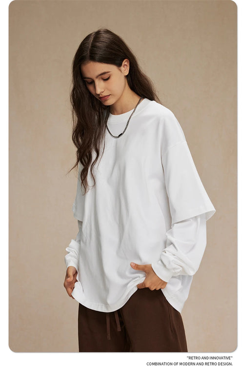 Obsidian Phoenix Unisex Luxury 2-Piece T-Shirt - 305gsm 100% Cotton Solid Full-Sleeve O-Neck Tee