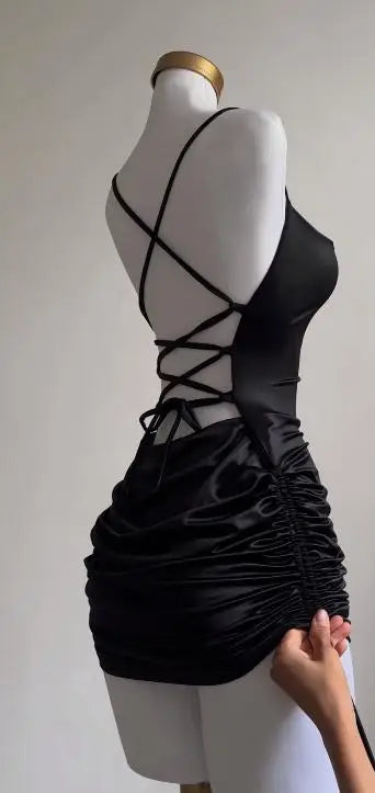 Obsidian Phoenix Women's Luxury Halter Lace-Up Dress