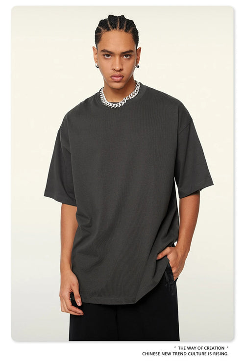 Obsidian Phoenix Unisex Luxury Heavyweight T-Shirt - 345gsm Solid Loose-Fit 100% Cotton Basic Tee