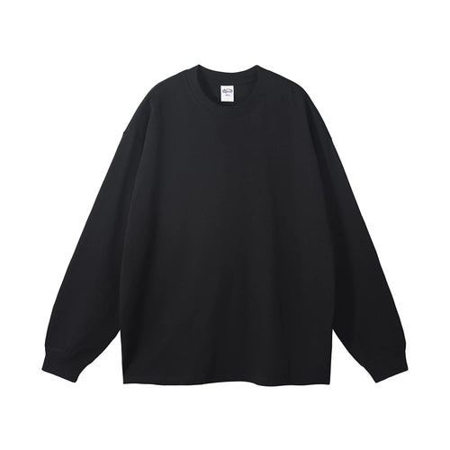 Obsidian Phoenix Unisex Luxury Heavyweight Cotton T-Shirt - 305gsm Loose-Fit Long Sleeve Solid Tee