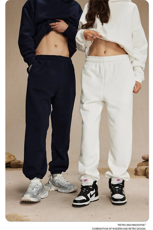 Obsidian Phoenix Unisex Luxury Solid Fleece Sweatpants - 400gsm Basic Loose-Fit Warm Joggers
