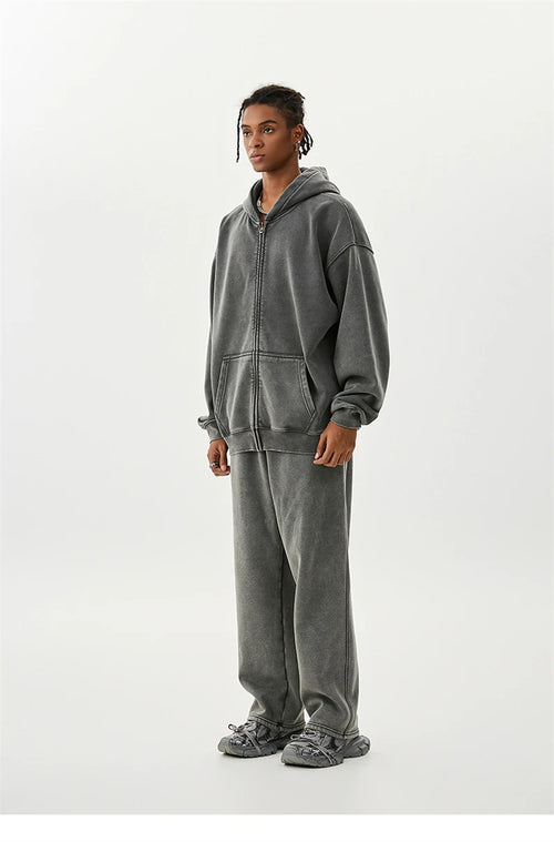 Obsidian Phoenix LuxuryWashed Fleec Hoodie - Oversized Sleeve 355gsm Winter Pullover