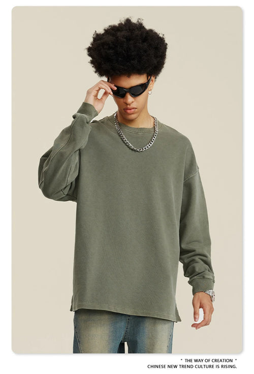 Obsidian Phoenix Unisex Luxury Heavyweight Cotton T-Shirt - 460gsm American Retro Oversized Long-Sleeve Tee