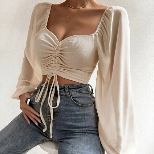 Obsidian Phoenix Women's Luxury Puff Sleeve V-Neck Top