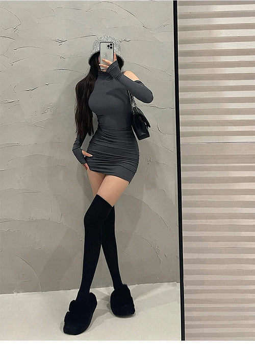 Obsidian Phoenix Women's Luxury High-Neck Mini Dress