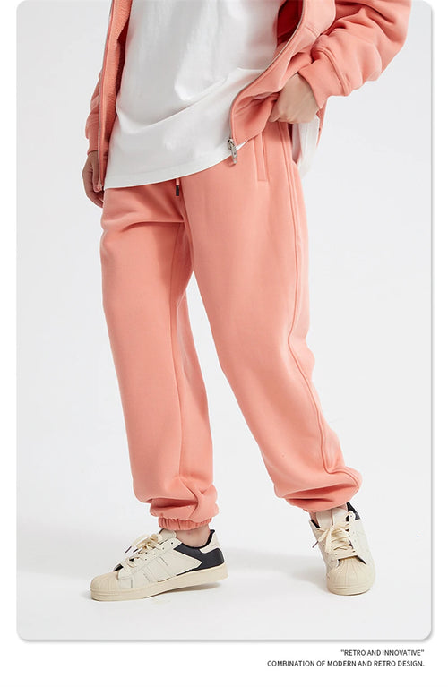 Obsidian Phoenix Unisex Luxury Fleece Sweatpants - 360gsm Loose-Fit Knitted Solid Tracksuit Pants