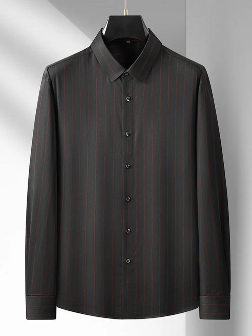 Obsidian Phoenix Luxury Striped Business Shirt - High-End Loose-Fit Men’s Casual Dress Shirt in Sizes Up to 8XL