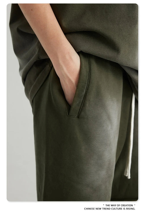 Obsidian Phoenix Unisex Luxury Solid Cotton Shorts - High Street Side-Slit Knee-Length Pants