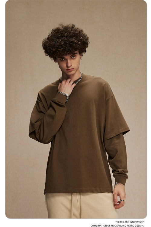 Obsidian Phoenix Unisex Luxury 2-Piece T-Shirt - 305gsm 100% Cotton Solid Full-Sleeve O-Neck Tee