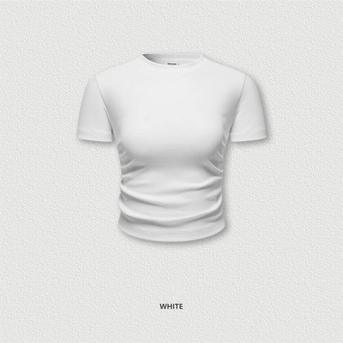Obsidian Phoenix Women's Luxury Skinny T-Shirt - 220gsm Y2K Pleated Waist Short-Sleeve Tee