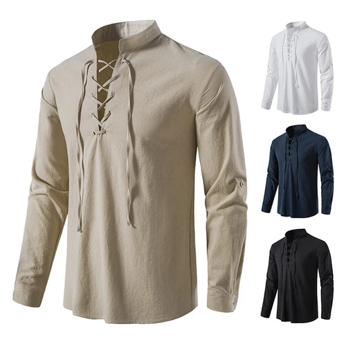 Celestial Comfort New Cotton Linen Long Sleeve Shirt - Celestial Comfort Clothing