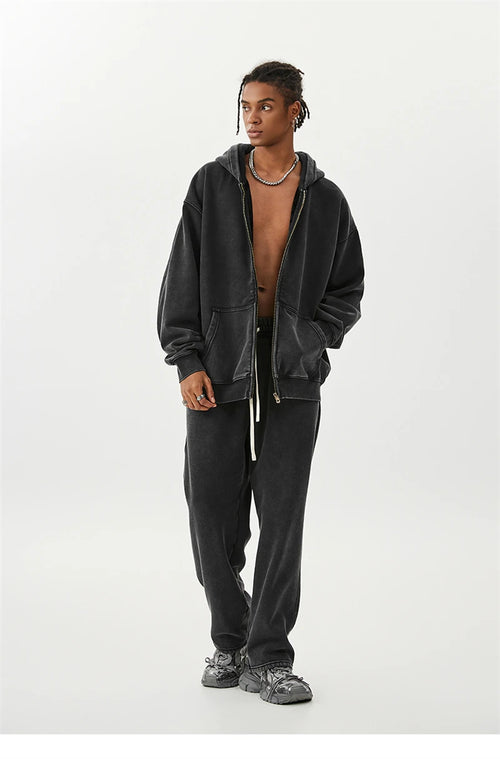 Obsidian Phoenix LuxuryWashed Fleec Hoodie - Oversized Sleeve 355gsm Winter Pullover