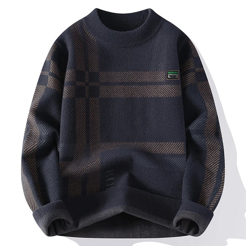 Obsidian Phoenix Luxury Mink Cashmere Sweater - High-End Long Sleeve Slim Fit Striped Men’s Christmas Jumper