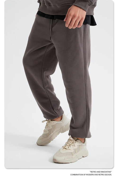 Obsidian Phoenix Unisex Luxury Fleece Sweatpants - 360gsm Loose-Fit Knitted Solid Tracksuit Pants