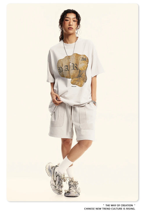 Obsidian Phoenix Unisex Luxury Hip Hop T-Shirt - 310gsm Washed Cotton Retro Print Tee
