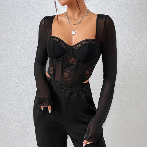 Obsidian Phoenix Women's Luxury V-Neck Mesh Crop Top