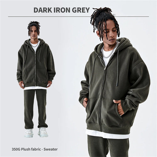 Obsidian Phoenix Luxury 350gsm Fleece Sweatpants and Zipper Hoodie Set