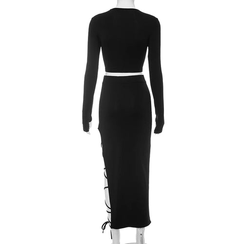 Obsidian Phoenix Women's Luxury Pullover Crop Top and High-Split Skirt Set
