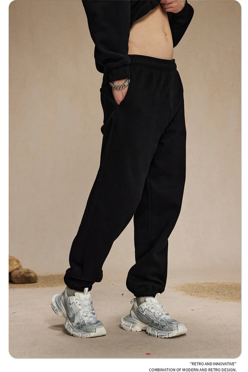 Obsidian Phoenix Unisex Luxury Solid Fleece Sweatpants - 400gsm Basic Loose-Fit Warm Joggers