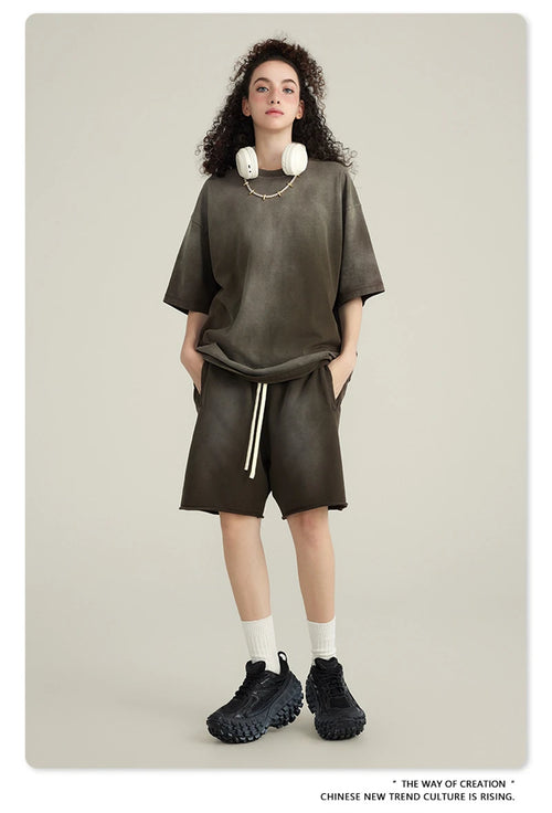 Obsidian Phoenix Unisex Luxury Solid Cotton Shorts - High Street Side-Slit Knee-Length Pants