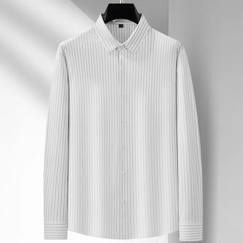 Obsidian Phoenix Luxury Striped Oversized Business Shirt - High-End Loose-Fit Long Sleeve Men’s Dress Shirt in Sizes Up to 10XL