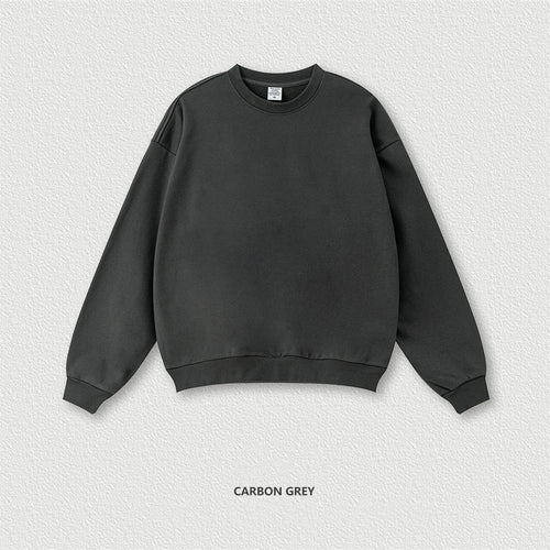 Obsidian Phoenix Unisex Luxury Solid Sweatshirt - 360gsm Loose-Fit O-Neck Pullover