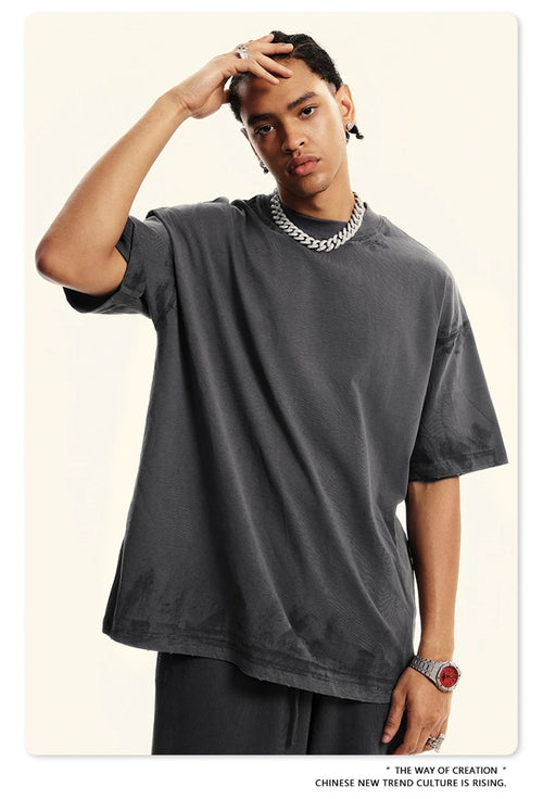 Obsidian Phoenix Unisex Luxury Paint Washed T-Shirt - 305gsm High Street Cotton O-Neck Tee