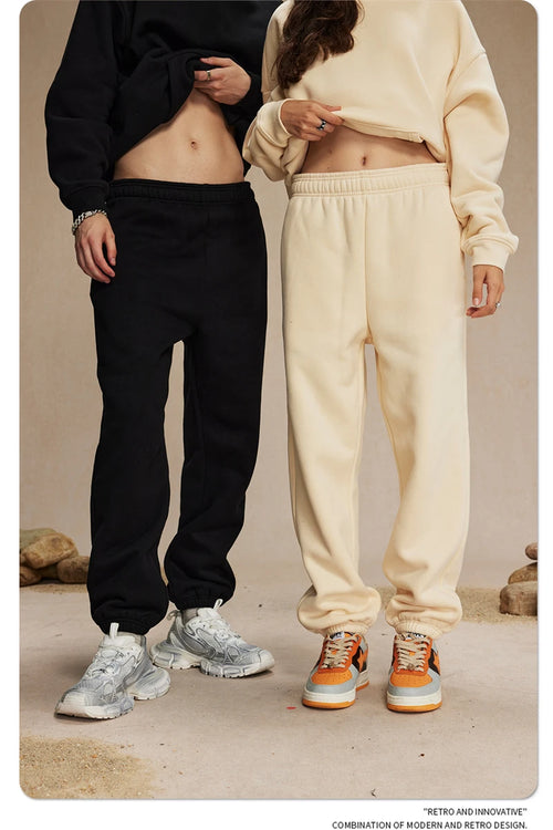 Obsidian Phoenix Unisex Luxury Solid Fleece Sweatpants - 400gsm Basic Loose-Fit Warm Joggers