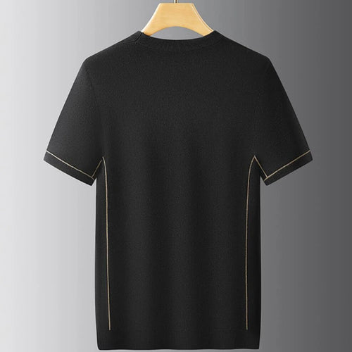 Obsidian Phoenix Luxury Wool Pullover - High-End Soft Warm Short Sleeve Men’s Sweater for Business Casual Wear in Sizes Up to 8XL
