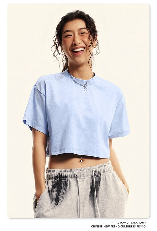 Obsidian Phoenix Luxury Women's Washed Crop T-Shirt