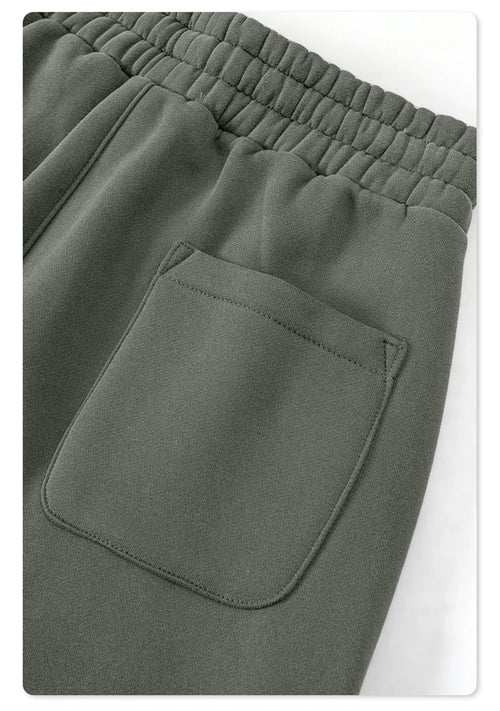 Obsidian Phoenix Unisex Luxury Fleece Straight Pants - 345gsm Solid Loose-Fit Sport Trousers with Zipper Pockets