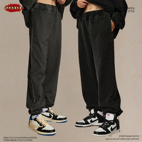 Obsidian Phoenix Unisex Luxury Washed Sweatpants - 450gsm Vintage Heavyweight Distressed Joggers