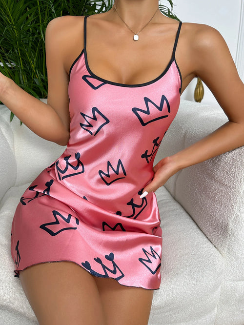 Obsidian Phoenix Women's Luxury Heart Print Nightdress