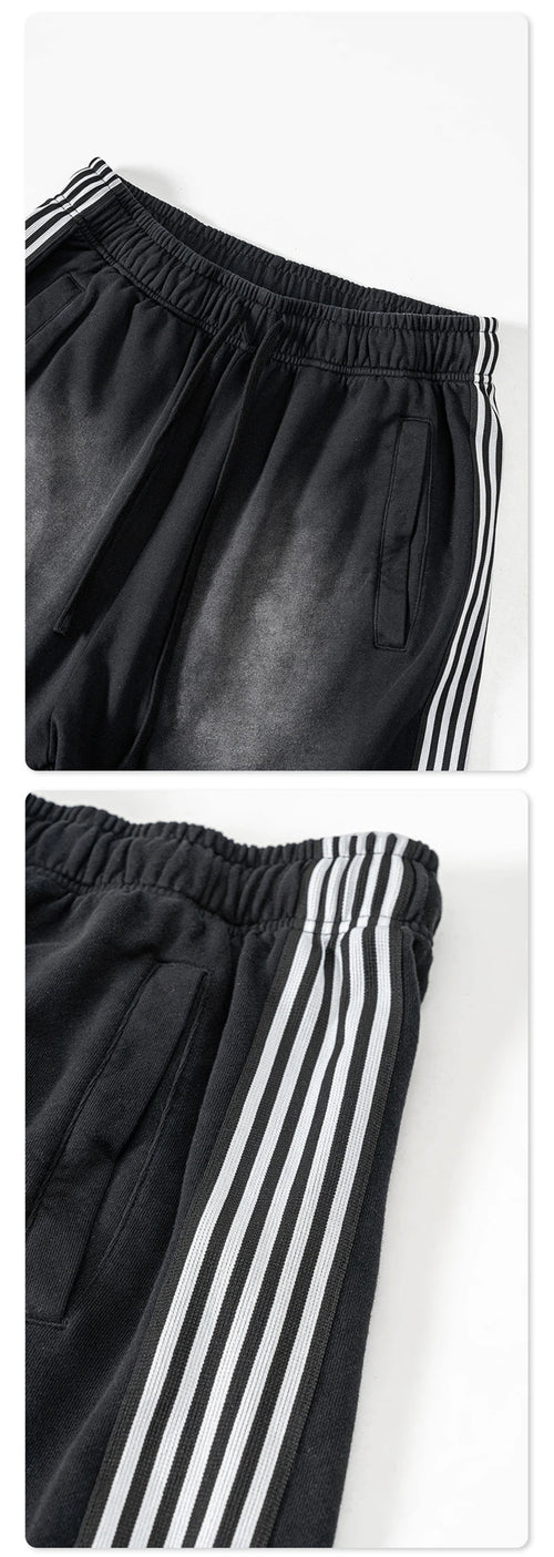 Obsidian Phoenix Unisex Luxury Gradient Washed Cotton Shorts - 330gsm Retro High Street Loose-Fit Sport Shorts