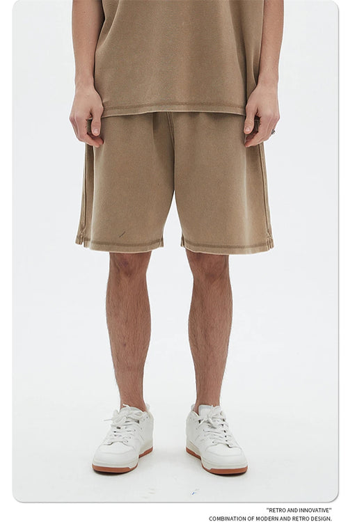 Obsidian Phoenix Unisex Luxury Batik Washed Shorts - 400gsm High Street Knee-Length Cotton Shorts