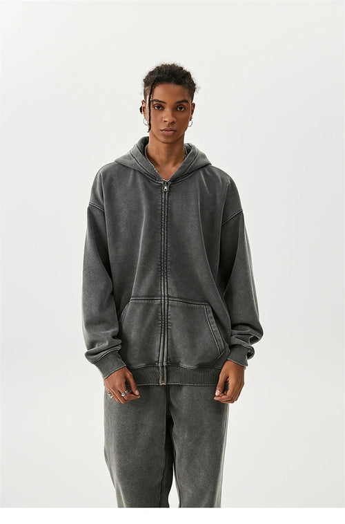 Obsidian Phoenix LuxuryWashed Fleec Hoodie - Oversized Sleeve 355gsm Winter Pullover