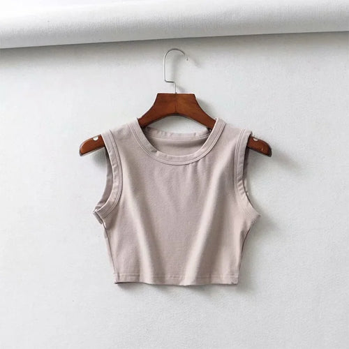 Celestial Comfort Vintage White Crop Top - Sleeveless Punk-Inspired Streetwear, Summer Korean Style - Celestial Comfort Clothing
