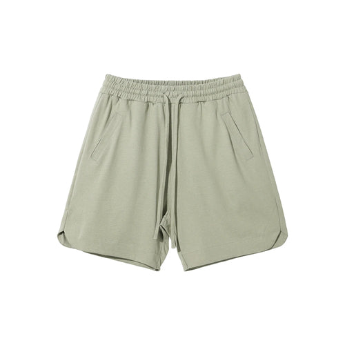 Obsidian Phoenix Unisex Luxury Solid Cotton Shorts - 305gsm Retro High Street Loose-Fit Drawstring Casual Shorts