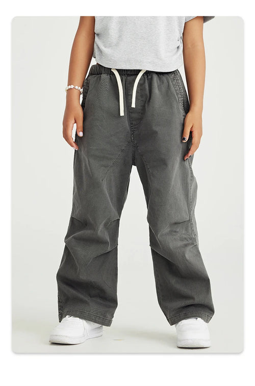 Obsidian Phoenix Luxury Double Knee Cotton Pants - Boys and Girls American Retro Loose Fit Adjustable Carpenter Pants (240gsm)