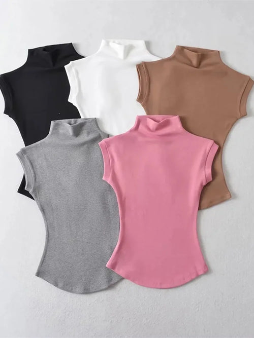 Obsidian Phoenix Women's Luxury Sleeveless Turtleneck Top