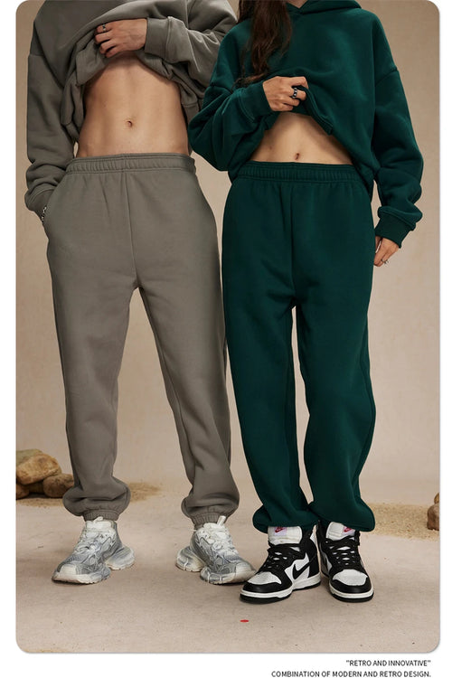 Obsidian Phoenix Unisex Luxury Solid Fleece Sweatpants - 400gsm Basic Loose-Fit Warm Joggers