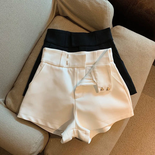 Celestial Comfort High-Waisted A-Line Shorts - Black Slim Fit, Harajuku-Inspired Hot Girl Casual Wear - Celestial Comfort Clothing