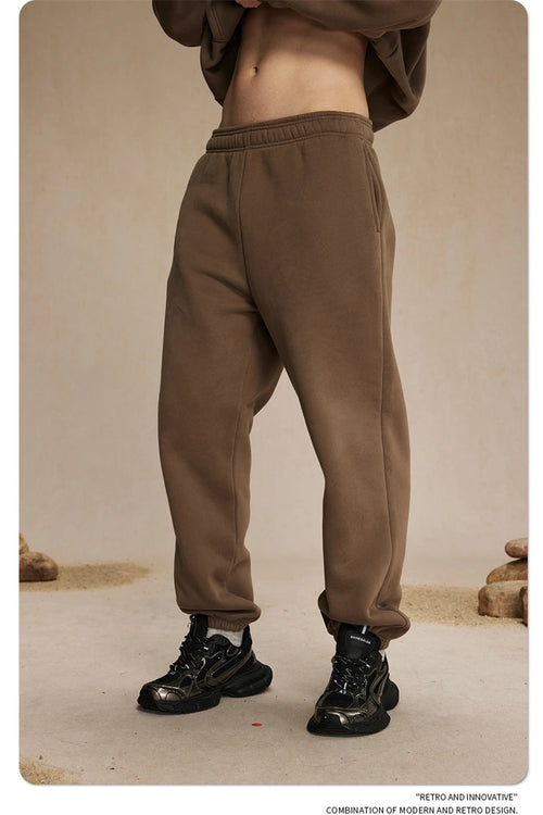Obsidian Phoenix Unisex Luxury Solid Fleece Sweatpants - 400gsm Basic Loose-Fit Warm Joggers