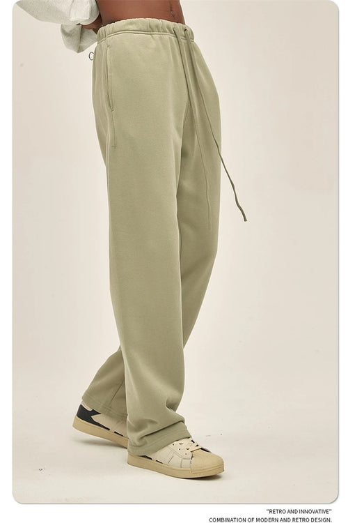 Obsidian Phoenix Unisex Luxury Loose Straight Pants - 365gsm Solid Drawstring Trousers