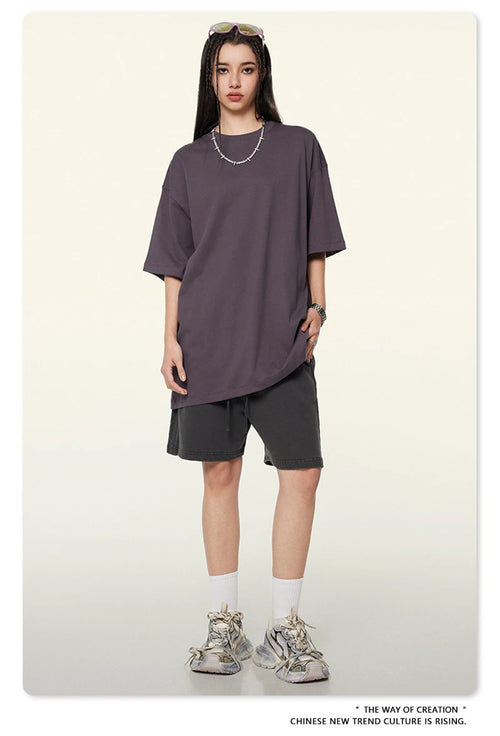 Obsidian Phoenix Unisex Luxury Heavyweight T-Shirt - 345gsm Solid Loose-Fit 100% Cotton Basic Tee